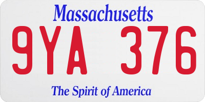 MA license plate 9YA376