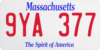 MA license plate 9YA377