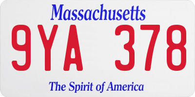 MA license plate 9YA378