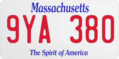 MA license plate 9YA380