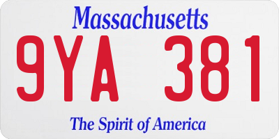 MA license plate 9YA381