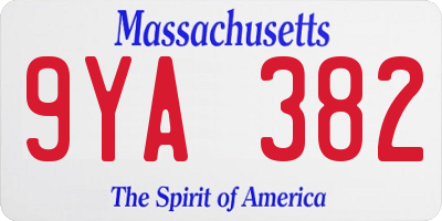 MA license plate 9YA382