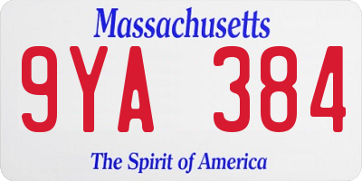 MA license plate 9YA384