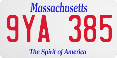 MA license plate 9YA385