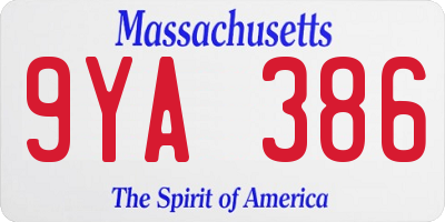 MA license plate 9YA386