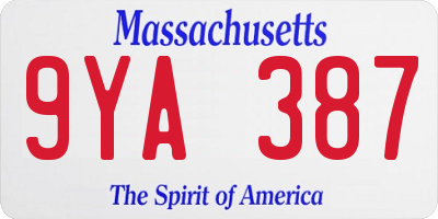 MA license plate 9YA387