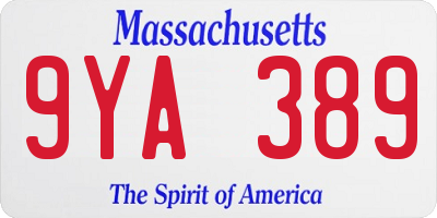 MA license plate 9YA389