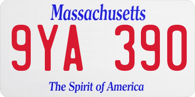 MA license plate 9YA390