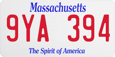 MA license plate 9YA394