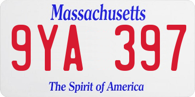 MA license plate 9YA397