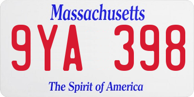 MA license plate 9YA398
