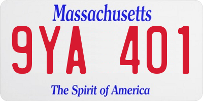 MA license plate 9YA401