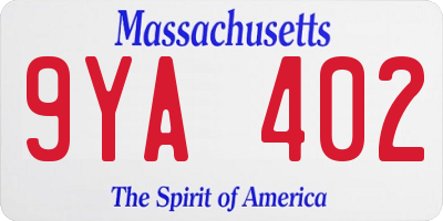 MA license plate 9YA402