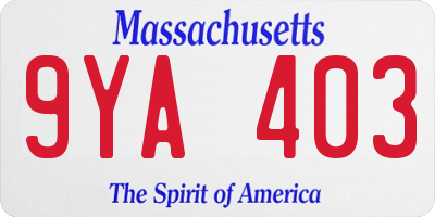 MA license plate 9YA403