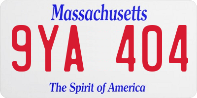 MA license plate 9YA404
