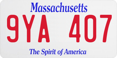 MA license plate 9YA407