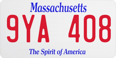 MA license plate 9YA408