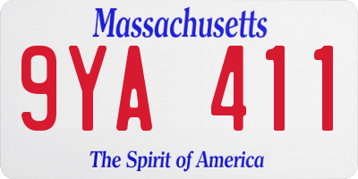 MA license plate 9YA411