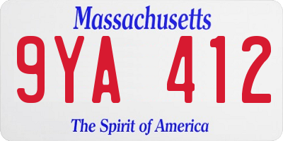 MA license plate 9YA412