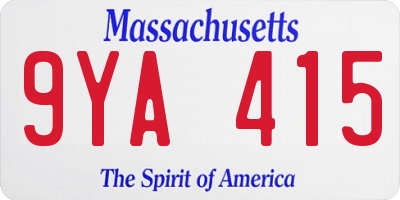 MA license plate 9YA415