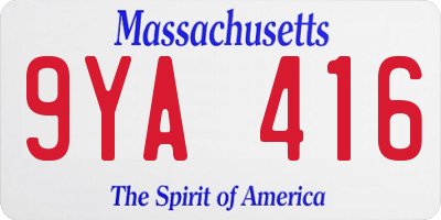 MA license plate 9YA416
