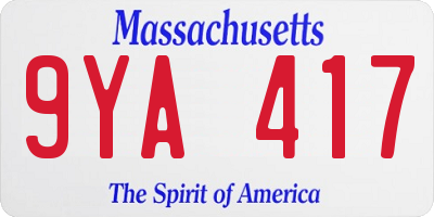 MA license plate 9YA417