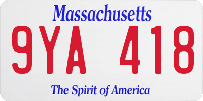 MA license plate 9YA418