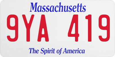 MA license plate 9YA419