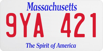 MA license plate 9YA421