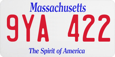 MA license plate 9YA422