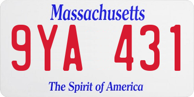 MA license plate 9YA431