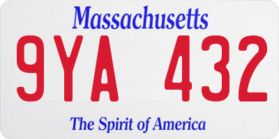 MA license plate 9YA432