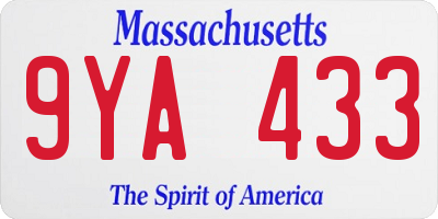 MA license plate 9YA433