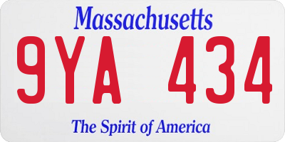 MA license plate 9YA434