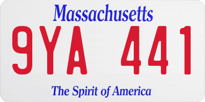 MA license plate 9YA441