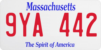 MA license plate 9YA442