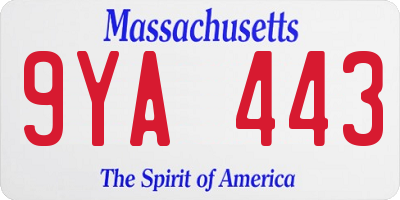 MA license plate 9YA443
