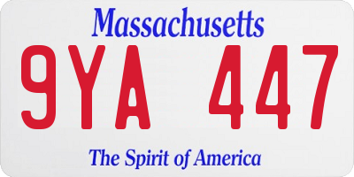 MA license plate 9YA447