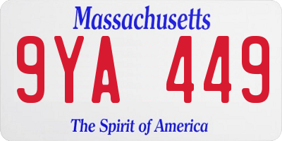 MA license plate 9YA449