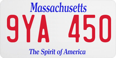 MA license plate 9YA450