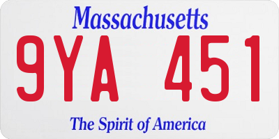 MA license plate 9YA451
