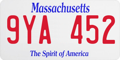 MA license plate 9YA452