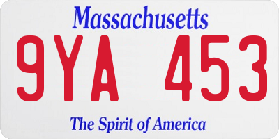 MA license plate 9YA453