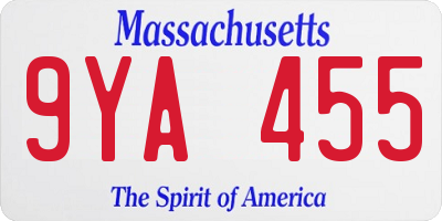 MA license plate 9YA455