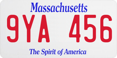MA license plate 9YA456