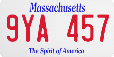 MA license plate 9YA457