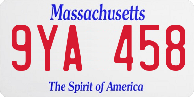 MA license plate 9YA458