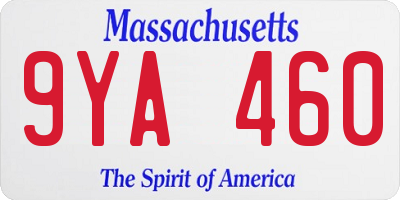 MA license plate 9YA460