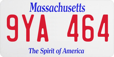 MA license plate 9YA464