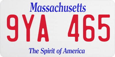 MA license plate 9YA465